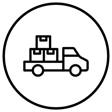 Teslimat Kamyonu Vektör Simgesi Tasarımı İllüstrasyonu