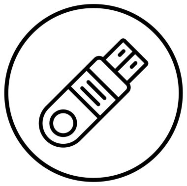 Flash Disk Vektörü Simge Tasarımı Çizimi