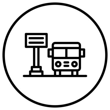 Otobüs Durağı Vektör Simgesi Tasarım İllüstrasyonu