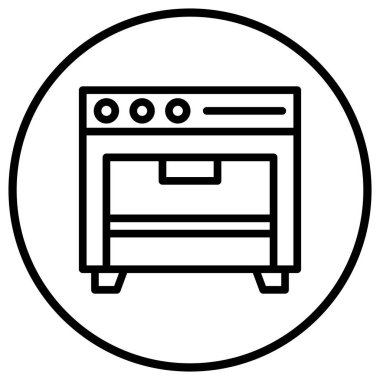 Pişirme Sobası Vektör Simgesi Tasarım İllüstrasyonu