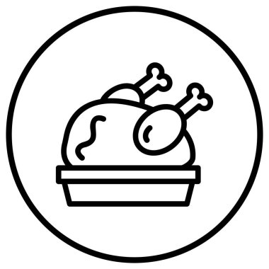 Kızarmış Tavuk Vektör Simgesi Tasarım Çizimi