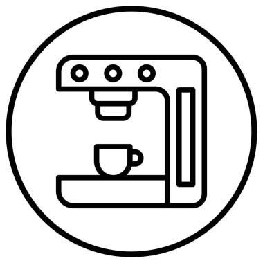 Kahve Makinesi Vektör Simgesi Tasarım Çizimi