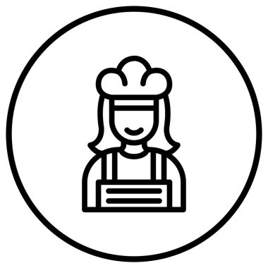 Kadın Şef Vektör Simgesi Tasarım İllüstrasyonu