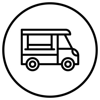 Kahve Kamyonu Vektör Simgesi Tasarım Çizimi