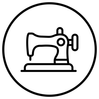 Dikiş Makinesi Vektörü Simgesi Tasarım İllüstrasyonu