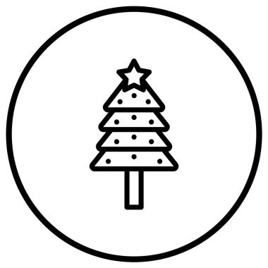 Noel Ağacı Vektör Simgesi Tasarım Çizimi