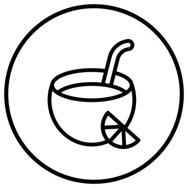 Hindistan cevizi İçeceği Vektör Simgesi Tasarımı Çizimi