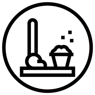 Yer Temizleyici Vektör Simgesi Tasarım Çizimi