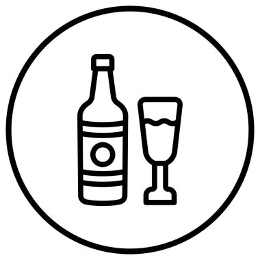 Şampanya Vektörü Simgesi Tasarım İllüstrasyonu