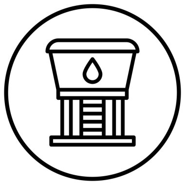 Su Kulesi Vektör Simgesi Tasarım Çizimi