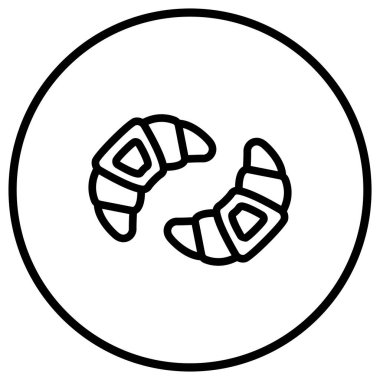 Kruvasan Vektör Simgesi Tasarım İllüstrasyonu