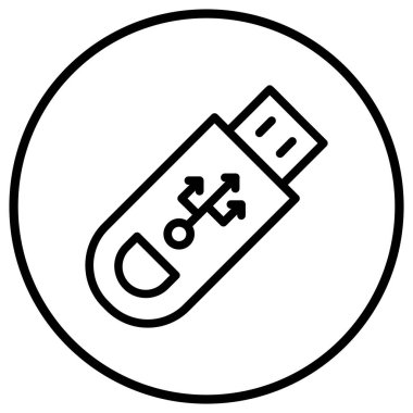 USB Vektör Simgesi Tasarım İllüstrasyonu