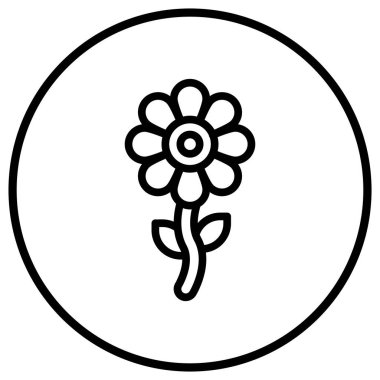 Çiçek Vektörü Simgesi Tasarım Çizimi