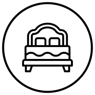 Çift yatak Vektör Simgesi Tasarım Çizimi