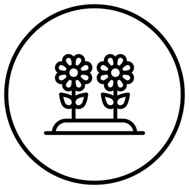 Gül Vektörü Simgesi Tasarım İllüstrasyonu