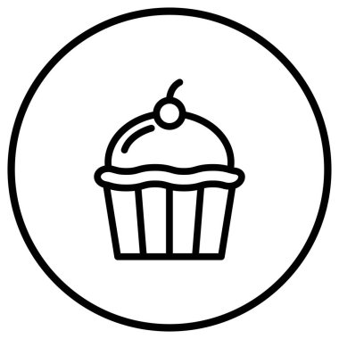 Cupcake Vektör Simgesi Tasarım İllüstrasyonu
