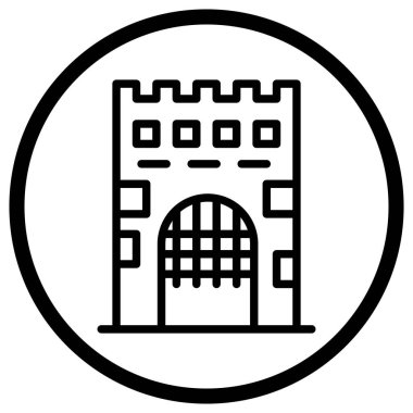 Ortaçağ Kapı Vektör Simgesi Tasarım İllüstrasyonu