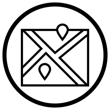 Harita Vektörü Simgesi Tasarım İllüstrasyonu