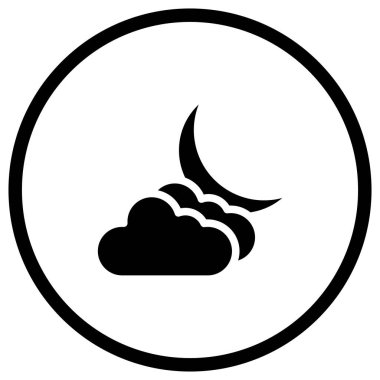 Bulutlu Gece Vektörü Simgesi Tasarım İllüstrasyonu