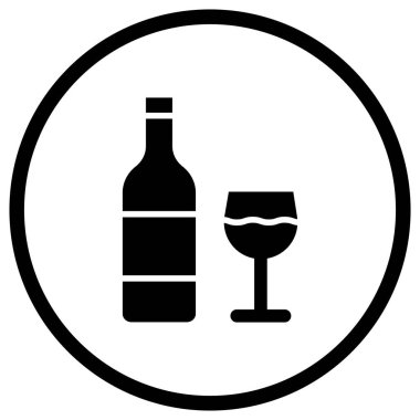 Şarap Vektörü Simgesi Tasarım Çizimi