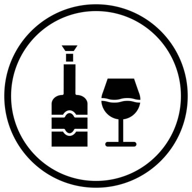 Şarap Vektörü Simgesi Tasarım Çizimi