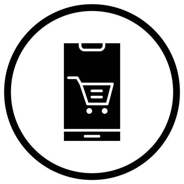 Mobil Alışveriş Vektörü Simgesi Tasarım İllüstrasyonu