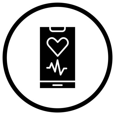Kalp Hızı Vektör Simgesi Tasarım Çizimi
