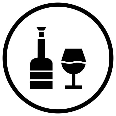 Şarap Vektörü Simgesi Tasarım Çizimi