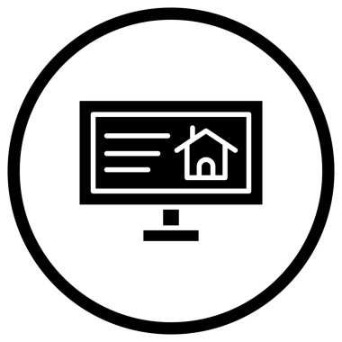 Bilgisayar evi Vektör Simgesi Tasarım İllüstrasyonu