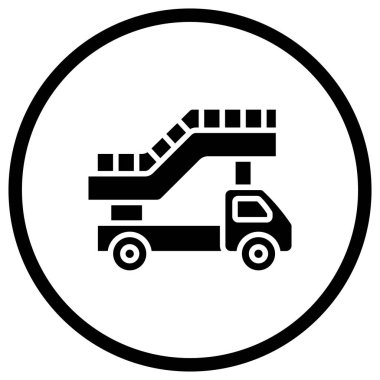 Merdiven Kamyonu Vektör Simgesi Tasarım İllüstrasyonu