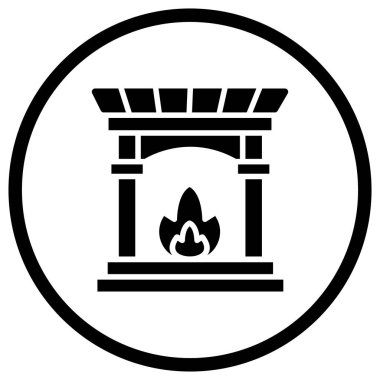 Şömine Vektörü Simgesi Tasarımı Çizimi