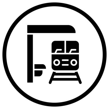 Tren platformu Vektör Simgesi Tasarım İllüstrasyonu