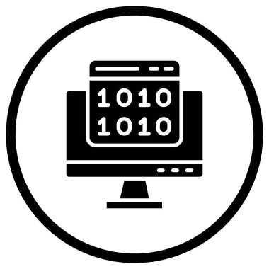İkili Kod Vektörü Simge Tasarımı İllüstrasyonu