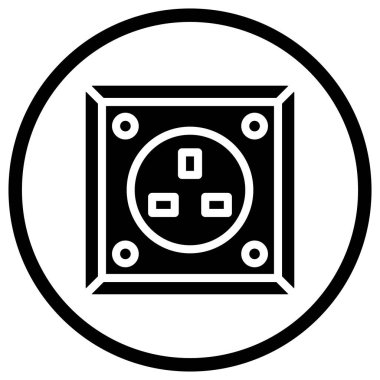 Güç soketi Vektör Simgesi Tasarım İllüstrasyonu