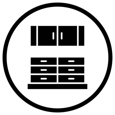 Mutfak Kabine Vektör Simgesi Tasarım İllüstrasyonu