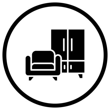 Ev Mobilya Vektörü Simge Tasarımı Çizimi