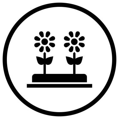 Çiçek Vektörü Simgesi Tasarım Çizimi