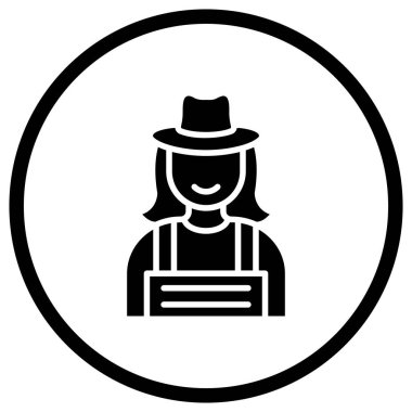 Bayan Çiftçi Vektör Simgesi Tasarım İllüstrasyonu