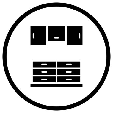 Dolap Vektörü Simgesi Tasarım İllüstrasyonu