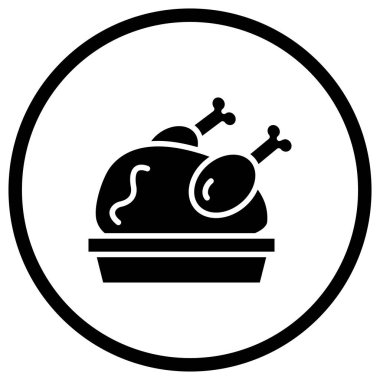 Kızarmış Tavuk Vektör Simgesi Tasarım Çizimi