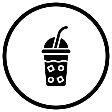 Buzlu Kahve Vektörü Simgesi Tasarımı Çizimi