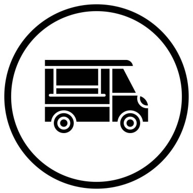 Kahve Kamyonu Vektör Simgesi Tasarım Çizimi