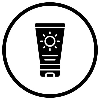 Güneş Kremi Vektörü Simgesi Tasarım Çizimi