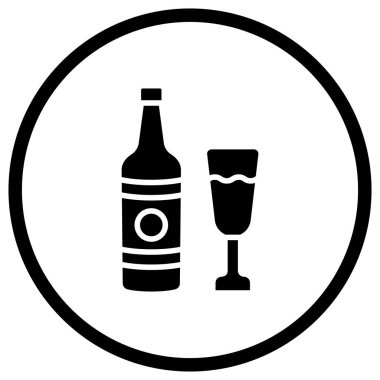 Şampanya Vektörü Simgesi Tasarım İllüstrasyonu