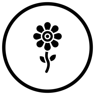 Çiçek Vektörü Simgesi Tasarım Çizimi