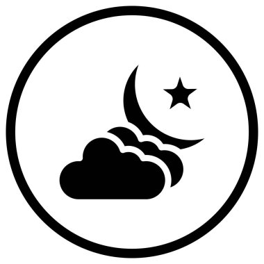 Bulut ve Ay Vektörü Simgesi Tasarım İllüstrasyonu