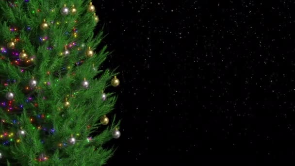 Boyutlu Bir Noel Ağacını Parlak Parıltılı Noel Toplarıyla Süslüyor Bulanık — Stok video