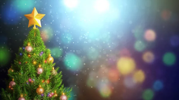 Rendering Realistisk Julboll Julgranen Med Glänsande Och Glitter Och Färgglada — Stockfoto
