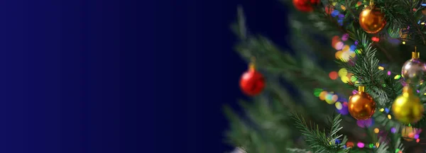 Rendering Realistic Christmas Ball Christmas Tree Shiny Glitter Colorful Light — Stock Photo, Image