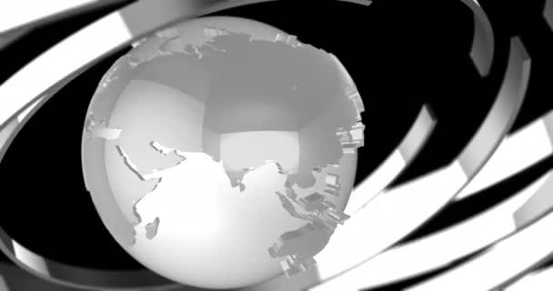 三维渲染旋转球体与圆形几何 优雅而现代的3D世界为网络未来主义和技术的概念 电视广播标题模板 — 图库视频影像